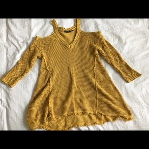 Mustard open shoulder sweater